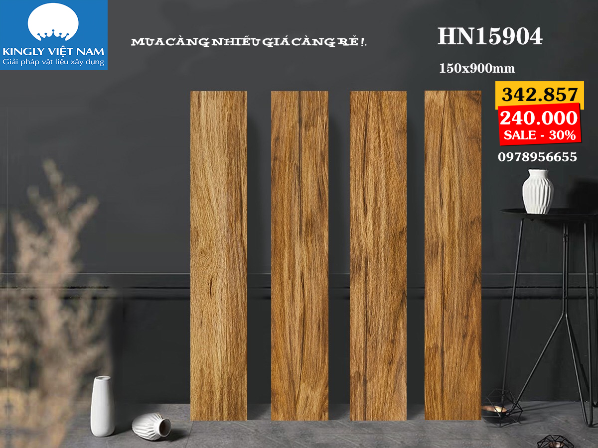 Gạch giả gỗ 15x90 Trung Quốc HN15904